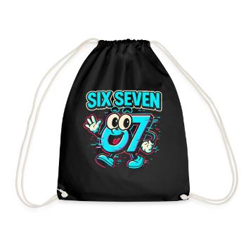 Six Seven 67 Meme Glitch Mascot Italian Brainrot - Turnbeutel - Schwarz - Vorne