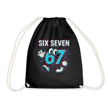 Six Seven 67 Meme Glitch Mascot Italian Brainrot - Turnbeutel - Schwarz - Vorne