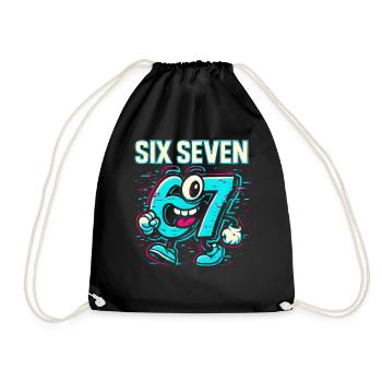 Six Seven 67 Meme Glitch Mascot Italian Brainrot - Turnbeutel - Schwarz - Vorne