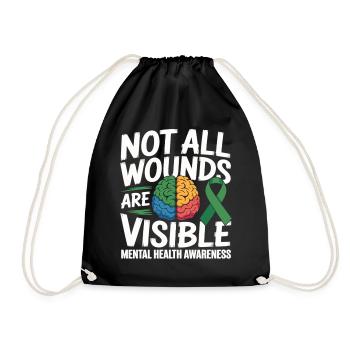 Toutes les blessures ne sont pas visibles – santé mentale - Sac de sport léger - noir - Devant