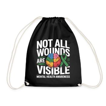 Toutes les blessures ne sont pas visibles – santé mentale - Sac de sport léger - noir - Devant