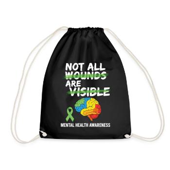 Toutes les blessures ne sont pas visibles – santé mentale - Sac de sport léger - noir - Devant
