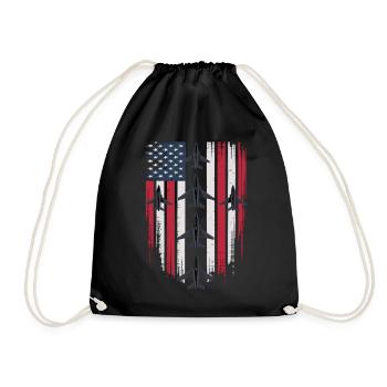 Jet Fighter USA Flagge – Pilot Flugzeug - Turnbeutel - Schwarz - Vorne