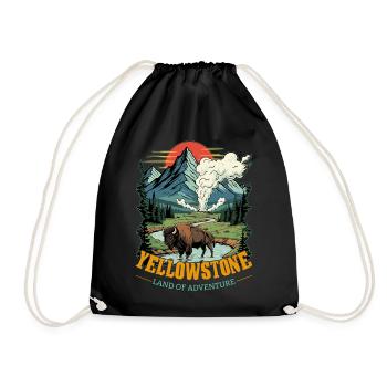 Land Of Adventure Yellowstone National Park - Drawstring Bag - black - Front
