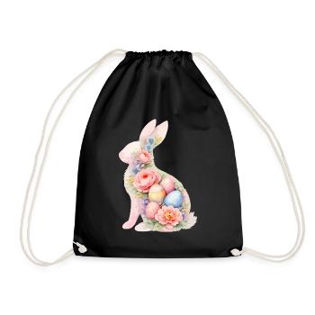 Hase Ostern Aquarell - Turnbeutel - Schwarz - Vorne