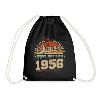 Cadeau d’anniversaire vintage vintage rétro de 1956 - Sac de sport léger - noir - Devant