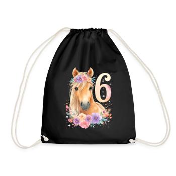 Anniversaire 6 Fille cheval 6 ans - Sac de sport léger - noir - Devant
