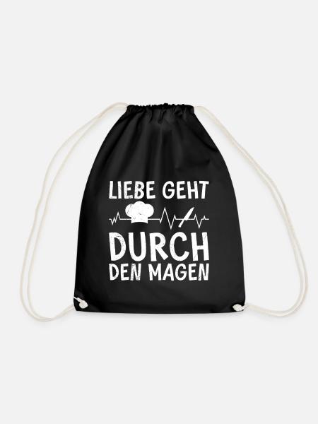 Kochen LIEBE GEHT DURCH DEN MAGEN Lustiges - Turnbeutel - Schwarz