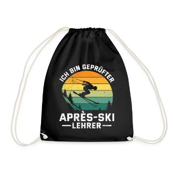 Ski Lehrer ICH BIN GEPRÜFTER APRES-SKI LEHRER - Turnbeutel - Schwarz - Vorne