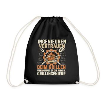 Grillingenieur: Physik am Feuer - Turnbeutel - Schwarz - Vorne