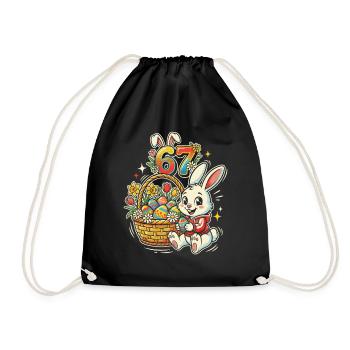 Easter Bunny with Colorful Easter Egg 67 - Drawstring Bag - black - Front