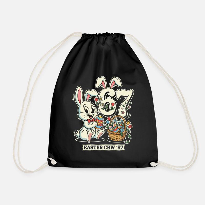 Easter Bunny 67 Vintage Design - Drawstring Bag - black