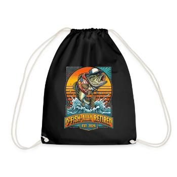 O-Fish-ally Retired Angler Retro - Drawstring Bag - black - Front