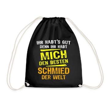 Schmied Geschenk - Turnbeutel - Schwarz - Vorne