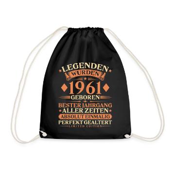 Legenden wurden 1961 geboren – 65. Geburtstag - Turnbeutel - Schwarz - Vorne