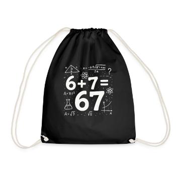 Six Seven 67 Meme 6+7=67 Italian Brainrot Humor - Drawstring Bag - black - Front