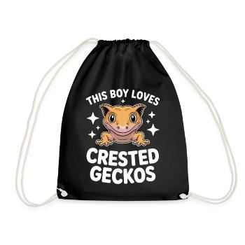 Crowned Gecko Sayings Funny Crowned Gecko Gift - Drawstring Bag - black - Front
