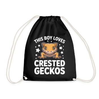Crowned Gecko Sayings Funny Crowned Gecko Gift - Drawstring Bag - black - Front