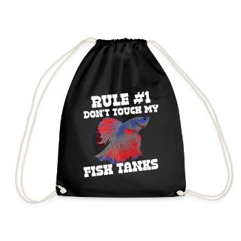  Betta Fish Tank Owner Aquarist Siamese Fighting - Drawstring Bag - black - Front