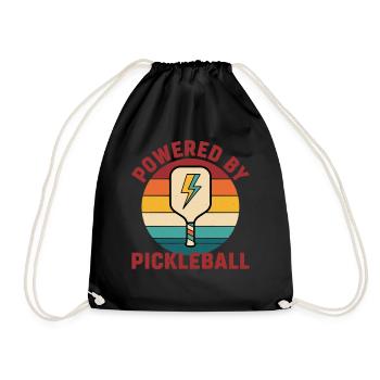Pickleball Lustiger Spieler, angetrieben von Pickleball. - Turnbeutel - Schwarz - Vorne