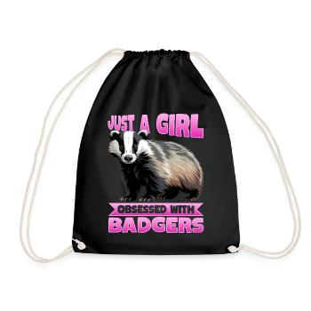 Funny Animal Badger - Turnbeutel - Schwarz - Vorne