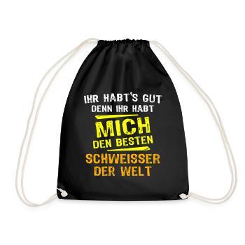 Schweisser Geschenk - Turnbeutel - Schwarz - Vorne