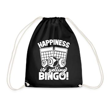 Bingo Player Happiness Is Yelling Bingo - Drawstring Bag - black - Front