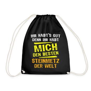 Steinmetz Geschenk - Turnbeutel - Schwarz - Vorne
