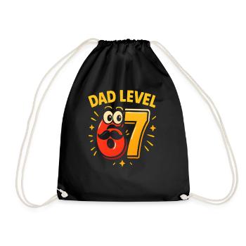 Dad Level 67 Six Seven Meme Father Dad Humor - Drawstring Bag - black - Front