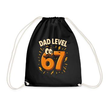 Dad Level 67 Six Seven Meme Father Dad Humor - Drawstring Bag - black - Front