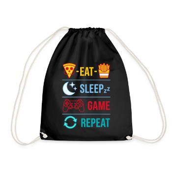Eat Sleep Game Repeat Gaming Quotes for Gamer - Drawstring Bag - black - Front