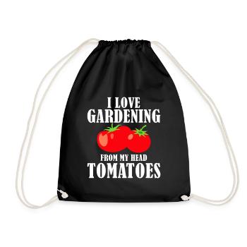 I Love Gardening Head Tomatoes  - Drawstring Bag - black - Front