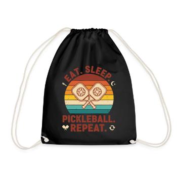 Pickleball Eat Sleep Pickleball Repeat Funny - Drawstring Bag - black - Front
