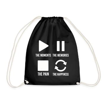 Mindfulness, Moments, Memories, Happiness - Drawstring Bag - black - Front