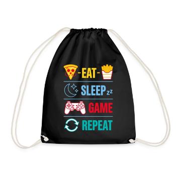 Eat Sleep Game Repeat Gaming Quotes for Gamer - Drawstring Bag - black - Front