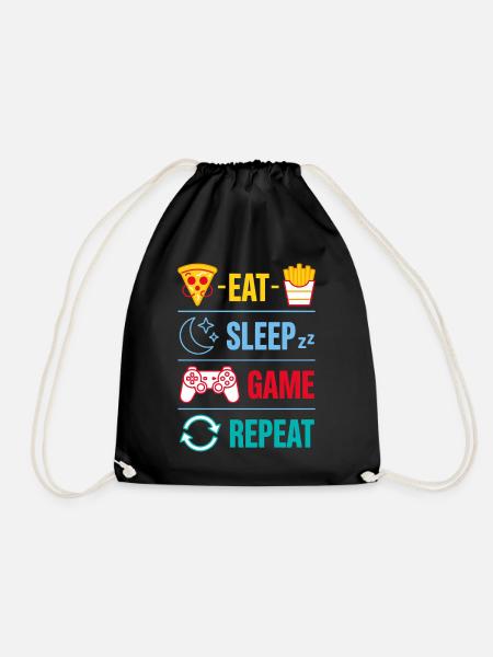 Eat Sleep Game Repeat Gaming Quotes for Gamer - Turnbeutel - Schwarz