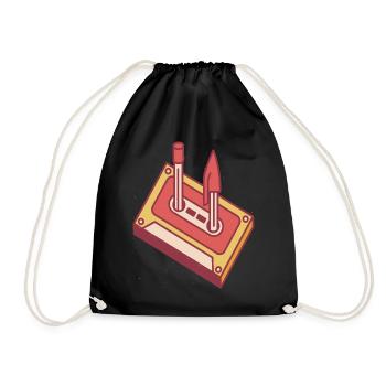80's & 90's Retro Party Costume Cassette - Drawstring Bag - black - Front