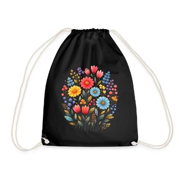 Vintage Blumen-Frauen-Wildblumen-Gartengarten - Turnbeutel - Schwarz - Vorne