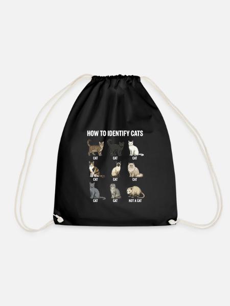 Cat Species Recognition Motif - Drawstring Bag - black