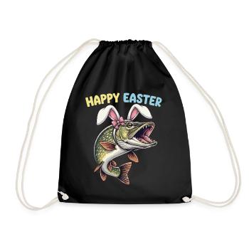 brochet de Pâques aux oreilles de lapin - Sac de sport léger - noir - Devant