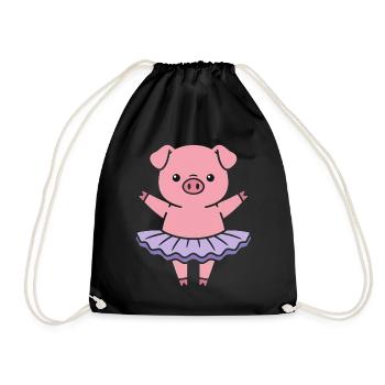 Piggy Ballerina Dance - Drawstring Bag - black - Front
