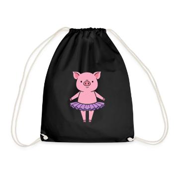Petit cochon mignon en tutu - Sac de sport léger - noir - Devant