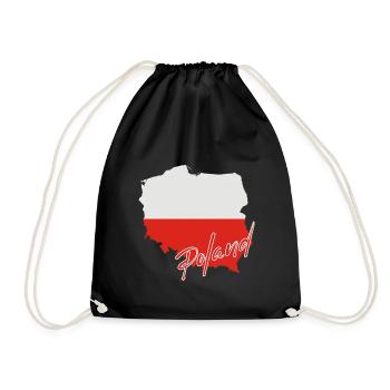 Poland flag map, I love Poland - Drawstring Bag - black - Front