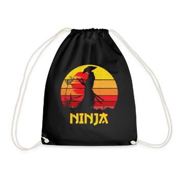 Silhouette de Ninja du Coucher de Soleil - Sac de sport léger - noir - Devant