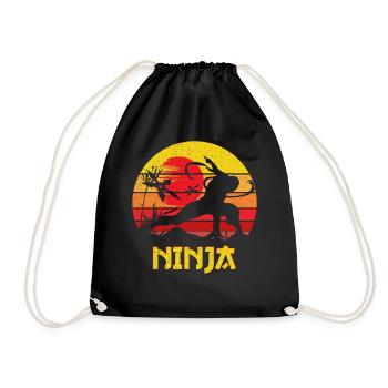 Sunset Ninja Silhouette - Turnbeutel - Schwarz - Vorne