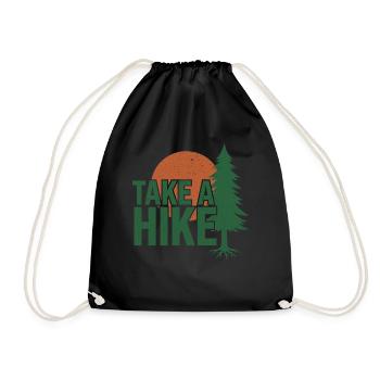 Hiking Camping Trekking Outdoors Nature Mountain - Drawstring Bag - black - Front