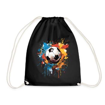 Soccer Football Ball Player Supporter Gift Idea - Drawstring Bag - black - Front
