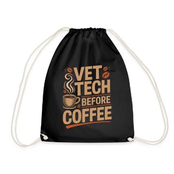 Vet Tech Before Coffee Pet Care Tech Coffee Lover - Drawstring Bag - black - Front