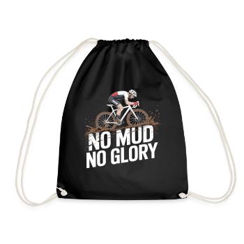 No Mud No Glory – Gravel Bike Fahrrad - Drawstring Bag - black - Front