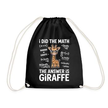 Mathe Sprüche Giraffe Lustiges Mathe Geschenk - Turnbeutel - Schwarz - Vorne